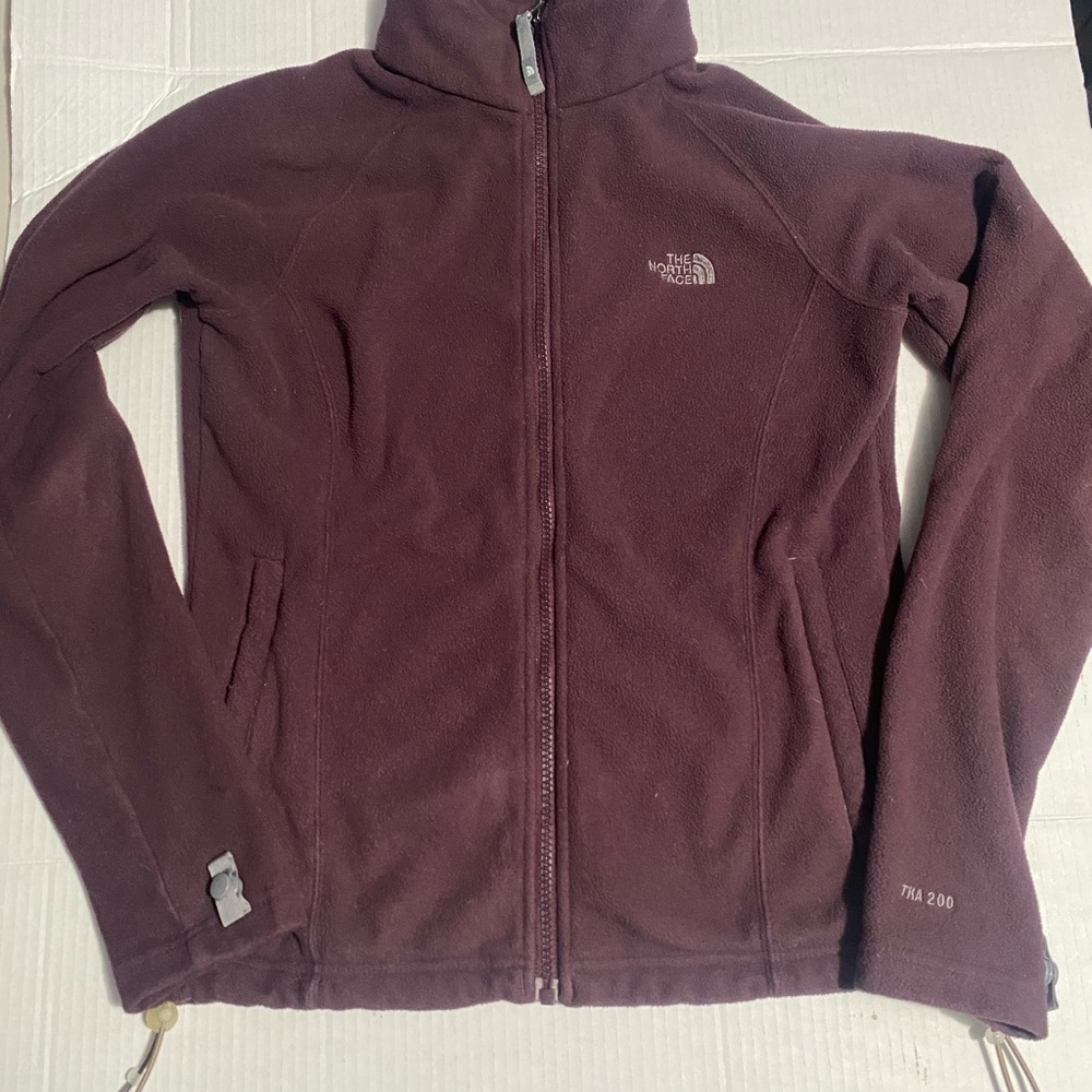 The North Face Purple Ski Jacket with Fleece Material and High Collar